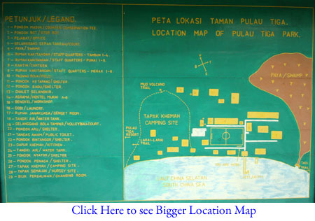 Location Map of Sabah Parks on Pulau Tiga