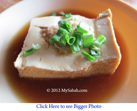 close-up of stuffed tofu