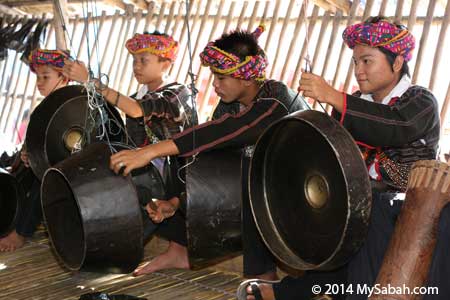 Rungus boys beating gong