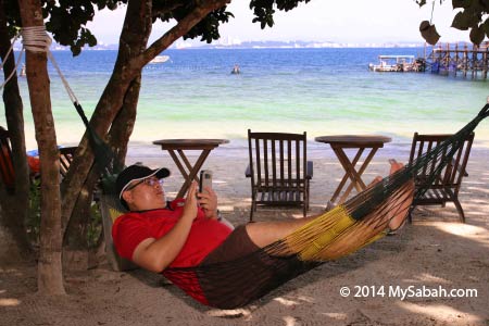 resting on hammock