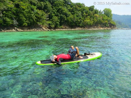 resting on the Paddle Board