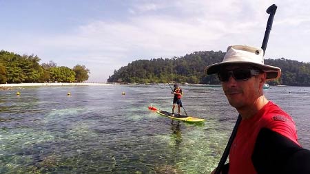 taking photo on Paddle Board