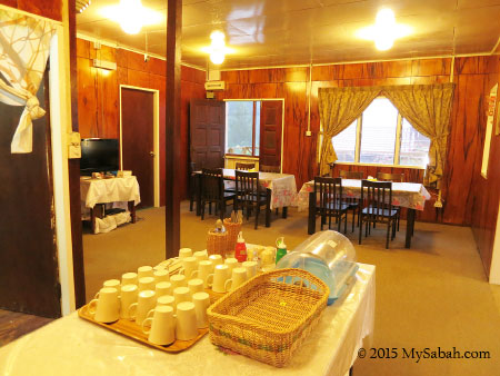 dining hall of Mile 36 Lodge