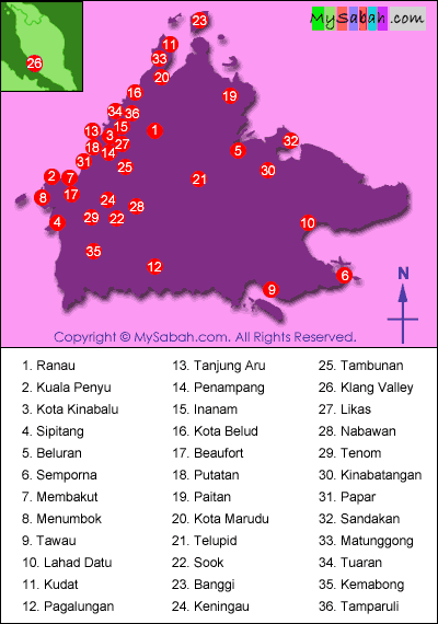 Map of Sabah, Malaysia