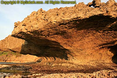 Rocky shore of Mantanani Besar Island