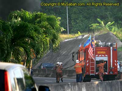 Firemen rescued Burning truck