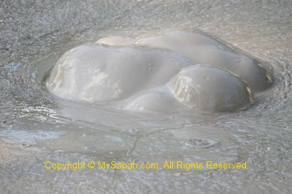 Bubbling in mud pool