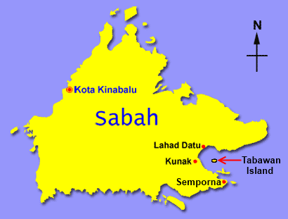 Map: location of Tabawan Island