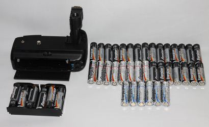 Battery grip and batteries