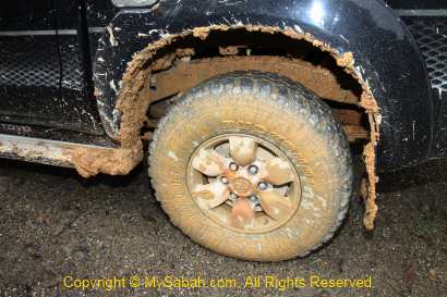 Muddy tyre