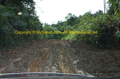 Muddy road to Mt. Trusmadi