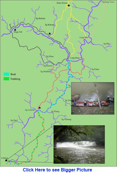Trail map to Fefukan Waterfall