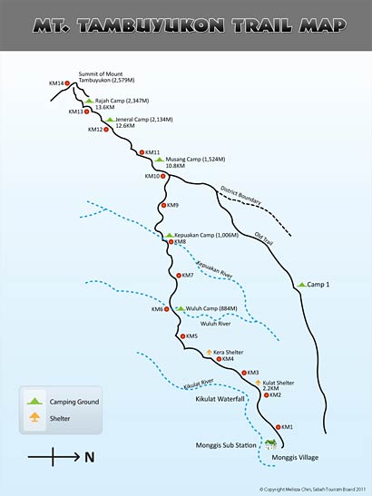 Summit trail map of Mt. Tambuyukon