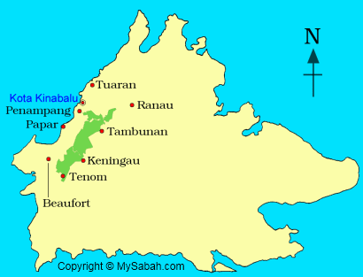 Location map of Crocker Range Park