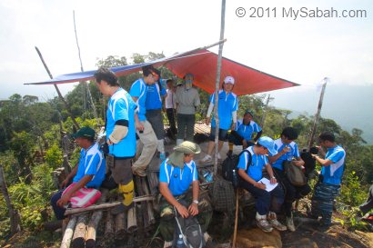 makeshift camp on helipad