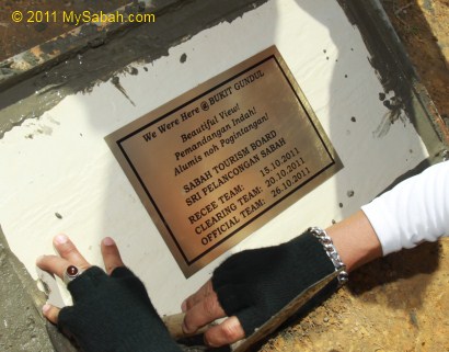 plaque on Gundul Hill