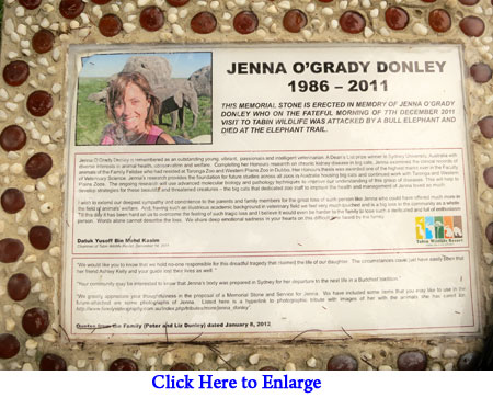 Memorial stone for Jenna O'Grady Donley