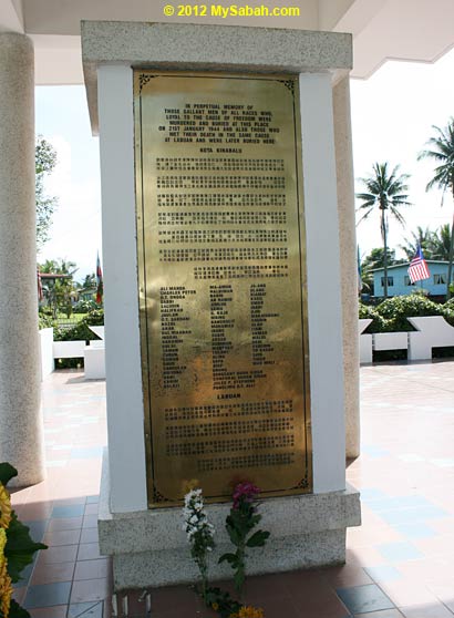 names on plaque of Petagas war monument