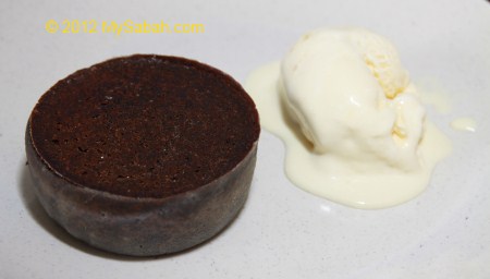 chocolate fondant with ice-cream