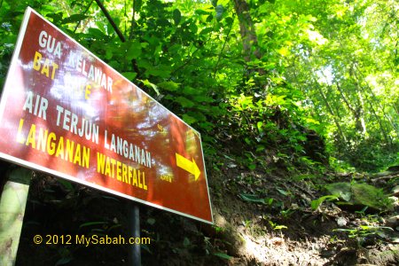 signage to Langanan Waterfall