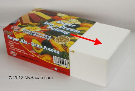 styrofoam packing of Sabah ice-cream