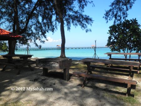 BBQ area of Sabah Parks on Pulau Tiga