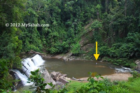 view of Imbak Waterfall from platform