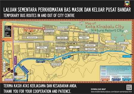 Temporary bus routes in and out of KK city centre