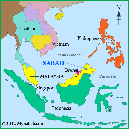 location of Sabah on South East Asia map