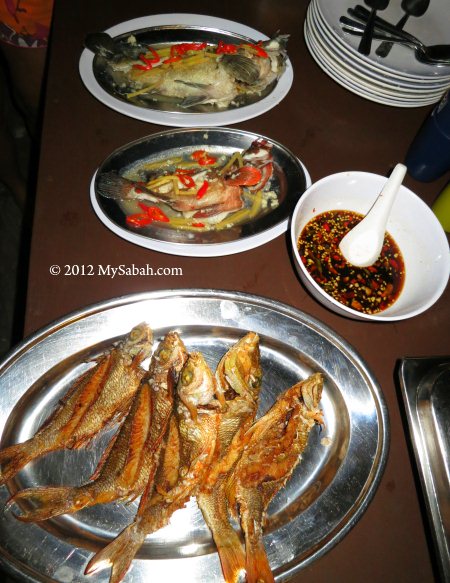 fishes served with small chili