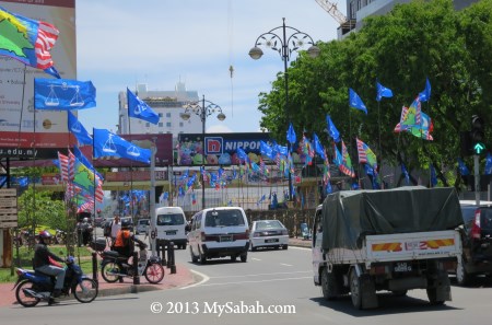 party flags in Kota Kinabalu