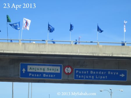 party flags on fly over