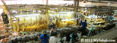 dried seafood stalls in Tanjung Market