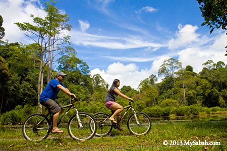 cycling next to Pandan Lake