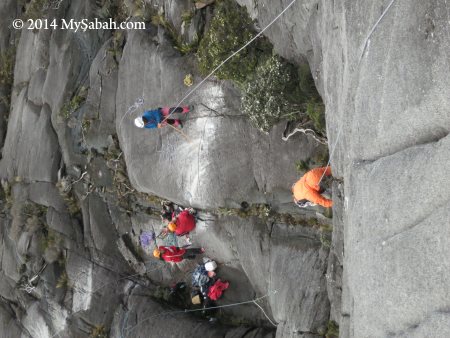 practising rock climbing