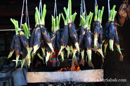 hanging grilled corn