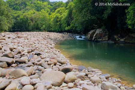 rocky river bank of Moyog