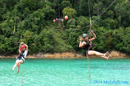 posing on flying fox