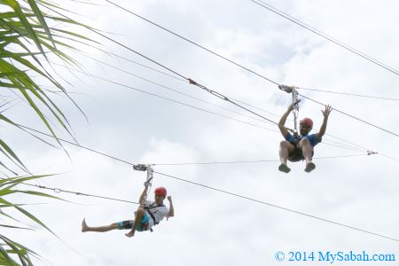 hanging on zipline