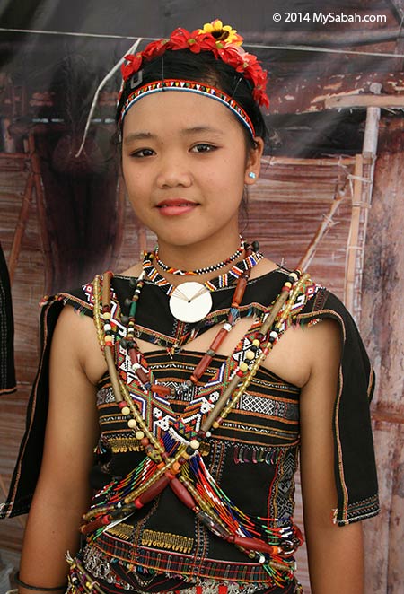 Rungus girl in traditional costume