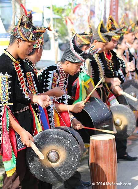 Dusun Tindal people playing gong