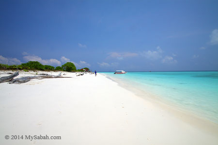 white sandy beach of Mengalum Island