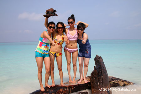 bikini girls at Mengalum Island