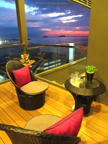 seats with sunset view