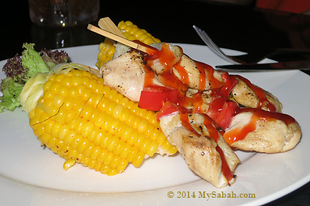 grilled corn and chicken