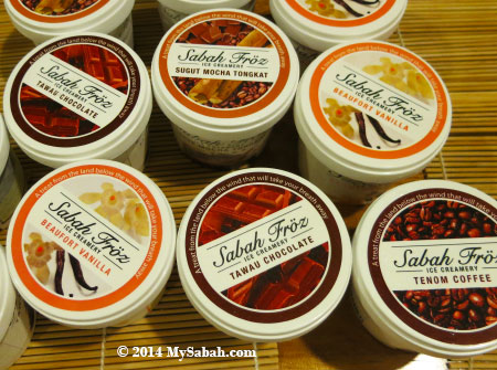 ice cream of Sabah Froz Ice Creamery in different flavors