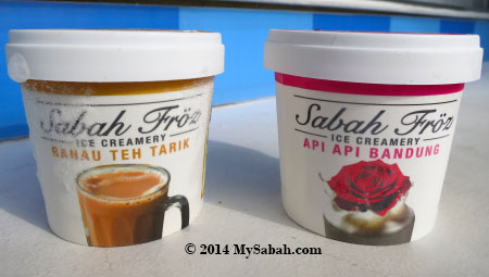 Sabah ice cream in Ranau Teh Tarik and Api-Api Bandung flavors