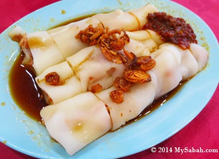 rice noodle rolls or coeng fan (腸粉)