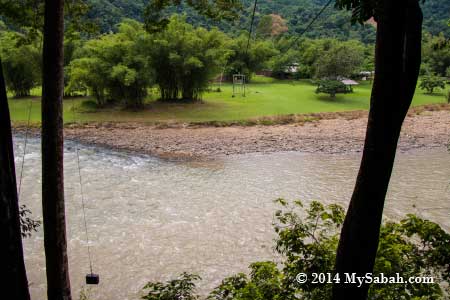 zipline platform and river