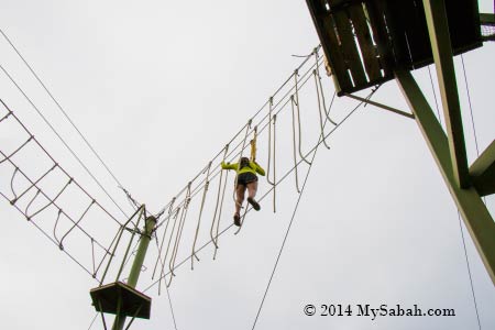 high ropes challenge: Spaghetti Walk at 10 Meters